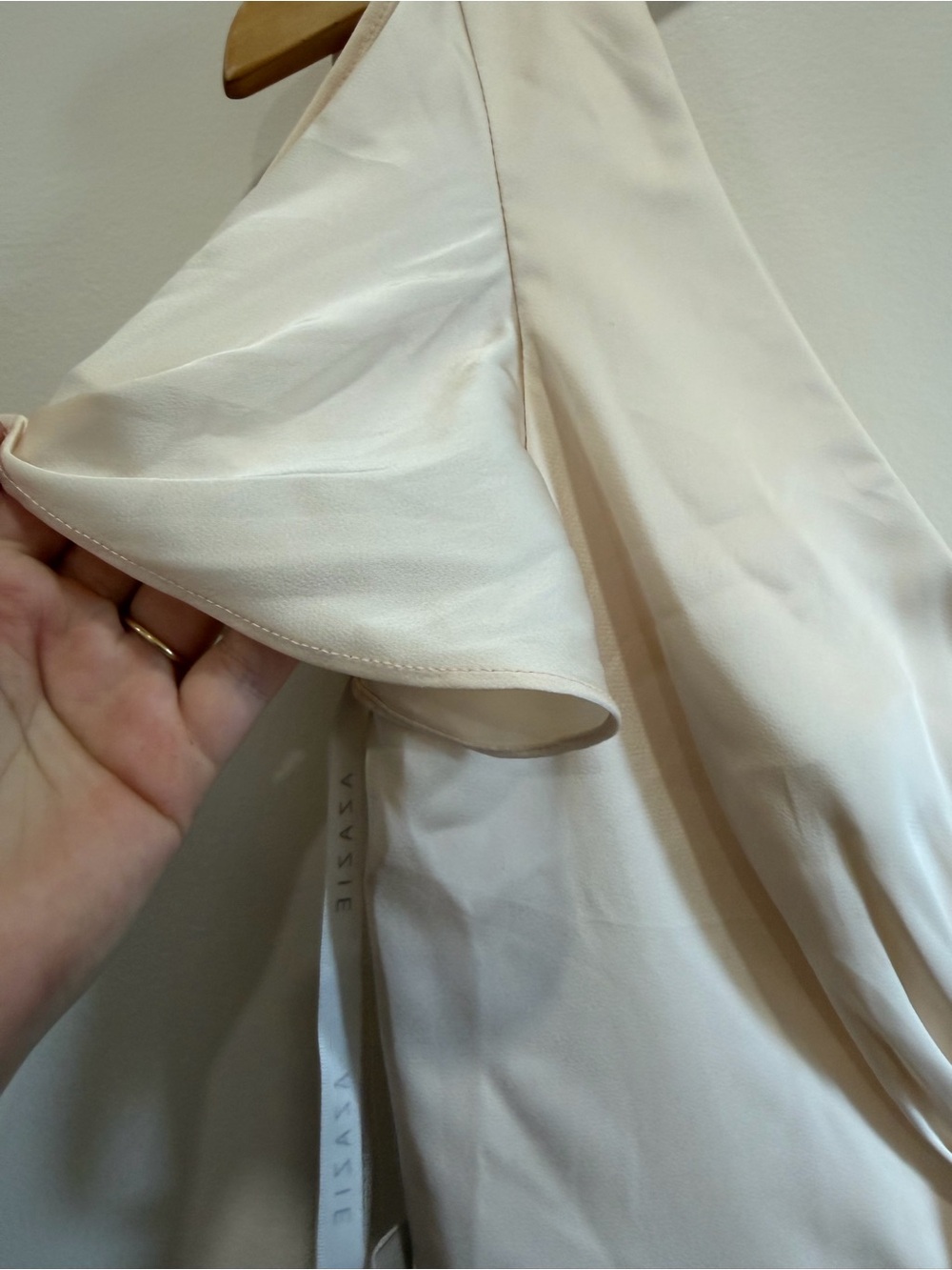 🆕 NWT Azazie Soren in White Alabaster A-Line Pleated Stretch Satin Maxi Dress - Picture 7 of 10